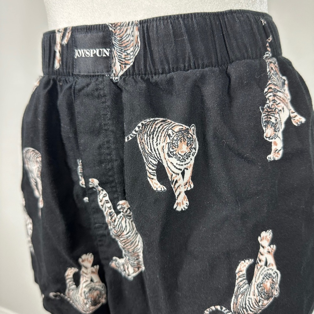 Joyspun Black Boxer Shorts with Tiger Design - SIZE L Loungewear Animal Print - Picture 3 of 6